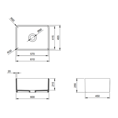 Bocchi Lavello 61 cm Dekorlu Mutfak Eviyesi Mat Kaşmir - 2