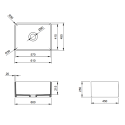 Bocchi Lavello 61 cm Dekorlu Mutfak Eviyesi Parlak Bisküvi - 2