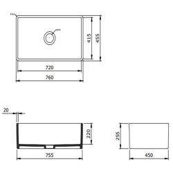 Bocchi Lavello 76 cm Mutfak Eviyesi Mat Siyah - 2