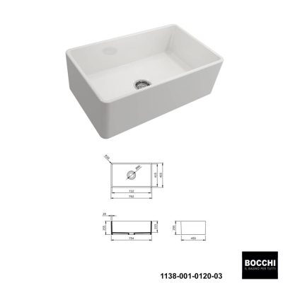 Bocchi Lavello 76 cm Seramik Eviye Grohe Minta Spiralli Eviye Bataryası Seti(Sifon Dahil ) - 2