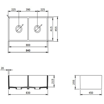 Bocchi Lavello 85 cm Çift Gözlü Mutfak Eviyesi Mat Siyah - 2