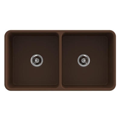 Bocchi Lavello Dekorlu Çift Gözlü Mutfak Eviyesi 85 Cm Mat Kahverengi 1094-025-0120 - 2
