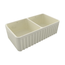 Bocchi Lavello Dekorlu Çift Gözlü Mutfak Eviyesi 85 Cm Parlak Bisküvi 1094-014-0120 - BOCCHI