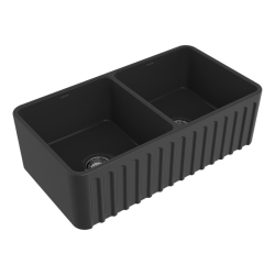 Bocchi Lavello Dekorlu Çift Gözlü Mutfak Eviyesi 85 Cm Parlak Siyah 1094-005-0120 - BOCCHI