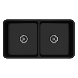 Bocchi Lavello Dekorlu Çift Gözlü Mutfak Eviyesi 85 Cm Parlak Siyah 1094-005-0120 - 2