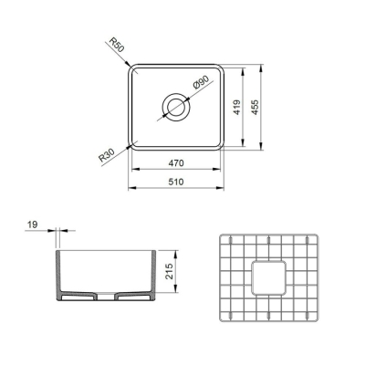 Bocchi Lavello Dekorlu Mutfak Eviyesi 50 Cm Mat Gri 1103-006-0120 - 4