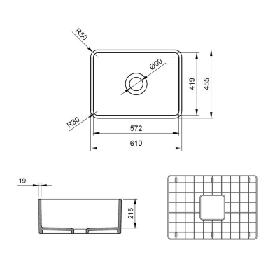 Bocchi Lavello Dekorlu Mutfak Eviyesi 60 Cm Mat Antrasit 1099-020-0120 - 4