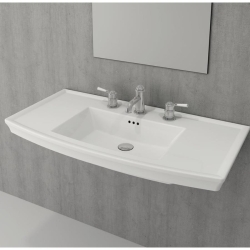 Bocchi Lavita 100 cm Lavabo Bir Armatür Delikli Parlak Beyaz 1168-001-0126 