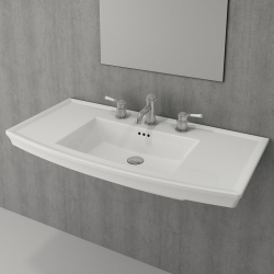 Bocchi Lavita 100 cm Lavabo Üç Armatür Delikli Parlak Beyaz 1168-001-0127 - 1