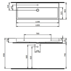 Bocchi Milano 120 cm Mat Petrol Mavisi Tezgah Üstü Lavabo - 2