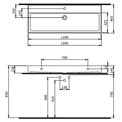 Bocchi Milano 120 cm P.Burgonya Bordosu Tezgah Üstü Lavabo - 2