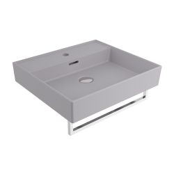 Bocchi Milano 50 cm Lavabo Batarya Delikli Mat Gri - BOCCHI