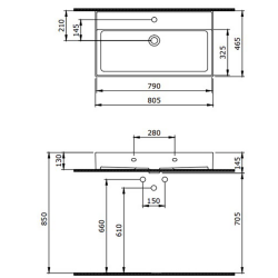 Bocchi Milano 80 cm Çanak Lavabo Mat Beton - 2