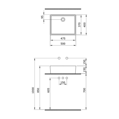 Bocchi Milano Çanak Lavabo 50 cm Mat Antrasit 1215-020-0125 - 3