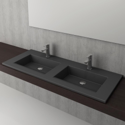 Bocchi Milano Çift Gözlü Lavabo 120 cm Mat Antrasit 1111-020-0126 - 2