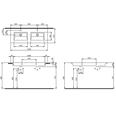 Bocchi Milano Çift Gözlü Lavabo 120 cm Mat Beton - 2