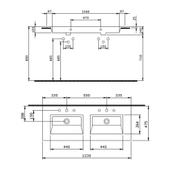 Bocchi Milano Çift Gözlü Lavabo 120 cm Mat Buz Mavi 1111-029-0126 - 3