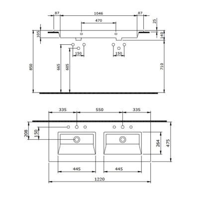 Bocchi Milano Çift Gözlü Lavabo 120 cm Mat Buz Mavi 1111-029-0126 - 3