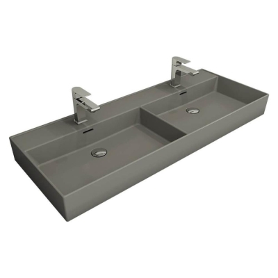 Bocchi Milano Çift Gözlü Lavabo 120 cm Mat Gri 1393-006-0132 - 1