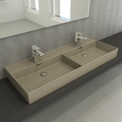 Bocchi Milano Çift Gözlü Lavabo 120 cm Mat Kaşmir 1393-011-0132 - 2