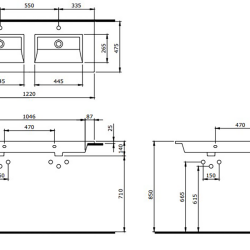 Bocchi Milano Çift Gözlü Lavabo 120 cm Mat Petrol Mavisi - 2