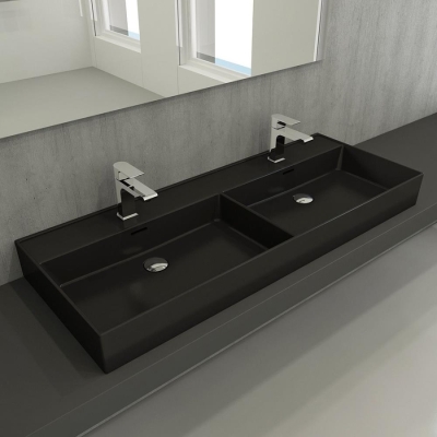 Bocchi Milano Çift Gözlü Lavabo 120 cm Mat Siyah 1393-004-0132 - 2