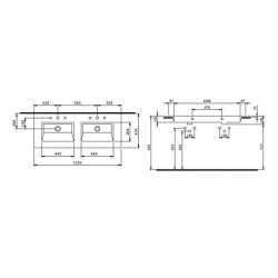 Bocchi Milano Çift Gözlü Lavabo 120 cm Parlak Beyaz 1111-001-0126 