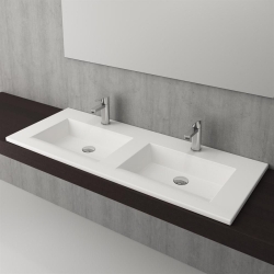 Bocchi Milano Çift Gözlü Lavabo 120 cm Parlak Beyaz 1111-001-0126 - 2
