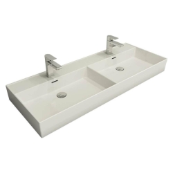 Bocchi Milano Çift Gözlü Lavabo 120 cm Parlak Beyaz 1393-001-0132 - 1