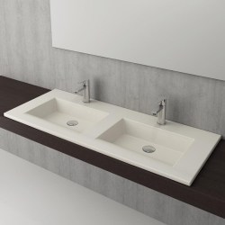 Bocchi Milano Çift Gözlü Lavabo 120 cm Parlak Bisküvi 1111-014-0126 - 2