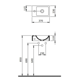 Bocchi Milano Dar Sağ Lavabo 37 Cm Mat Antrasit 1419-020-0126 - 3