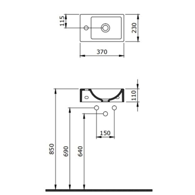 Bocchi Milano Dar Sağ Lavabo 37 Cm Mat Beyaz 1419-002-0126 - 3