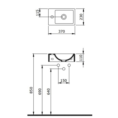 Bocchi Milano Dar Sağ Lavabo 37 Cm Mat Gri 1419-006-0126 - 3