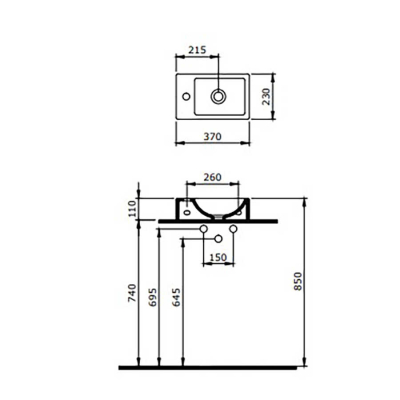 Bocchi Milano Dar Sağ Lavabo 37 cm Mat Petrol Mavisi - 2