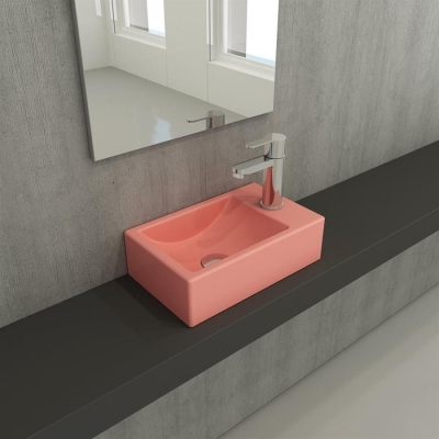 Bocchi Milano Dar Sağ Lavabo 37 Cm Mat Somon 1419-032-0126 - 2