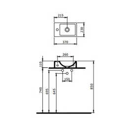 Bocchi Milano Dar Sağ Lavabo 37 cm Parlak Mandalina Sarısı - 2