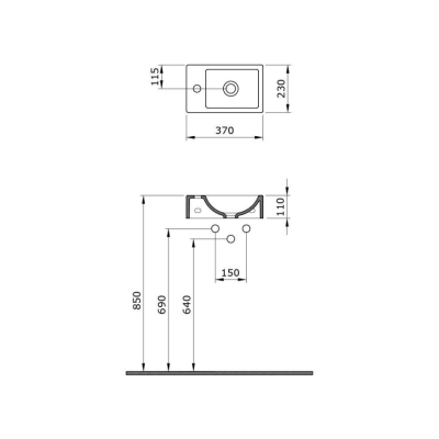 Bocchi Milano Dar Sağ Lavabo Parlak Beyaz 1419-001-0126 - 3