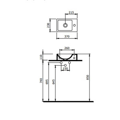 Bocchi Milano Dar Sol Lavabo 37 cm Mat Beton - 2