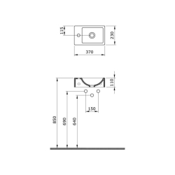Bocchi Milano Dar Sol Lavabo 37 Cm Mat Siyah 1418-004-0126 - 3