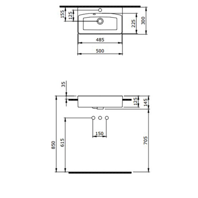 Bocchi Milano Dar Yarım Tezgah Lavabo 50x30 cm Mat Antrasit - 2