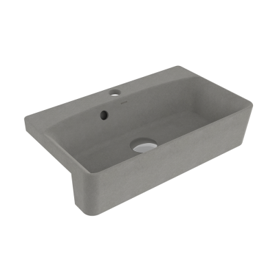 Bocchi Milano Dar Yarım Tezgah Lavabo 50x30 cm Mat Beton - 1