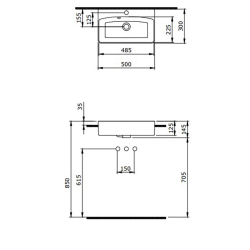 Bocchi Milano Dar Yarım Tezgah Lavabo 50x30 cm Mat Beton - 2