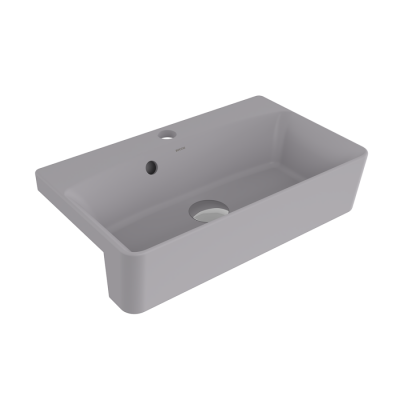 Bocchi Milano Dar Yarım Tezgah Lavabo 50x30 cm Mat Gri - 1