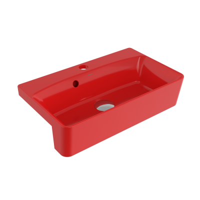 Bocchi Milano Dar Yarım Tezgah Lavabo 50x30 cm Parlak Kırmızı - 1