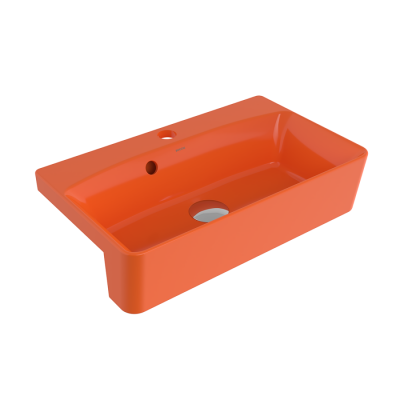 Bocchi Milano Dar Yarım Tezgah Lavabo 50x30 cm Parlak Turuncu - 1