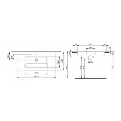 Bocchi Milano Etajerli Lavabo 100 cm Mat Antrasit 1105-020-0126 - 3