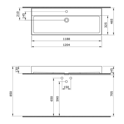 Bocchi Milano Etajerli Lavabo 120 cm Mat Buz Mavi 1394-029-0126 - 3