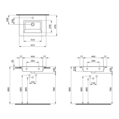 Bocchi Milano Etajerli Lavabo 60 cm Mat Gri 1161-006-0126 - 3