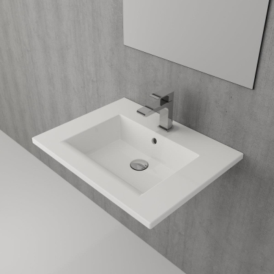 Bocchi Milano Etajerli Lavabo 60 cm Parlak Beyaz 1161-001-0126 - 2