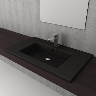 Bocchi Milano Etajerli Lavabo 80 cm Mat Siyah 1113-004-0126 - 2